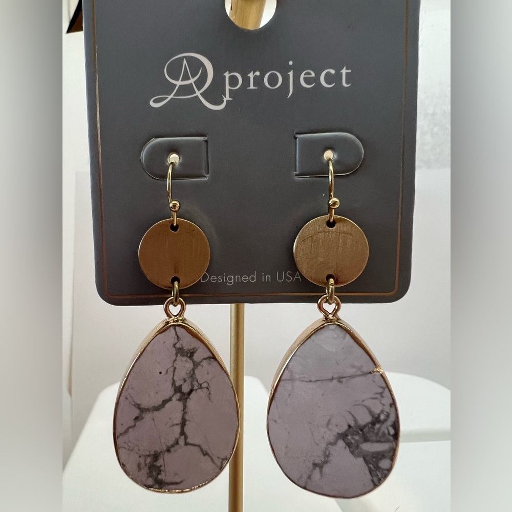 Marble Tear Drop Earrings